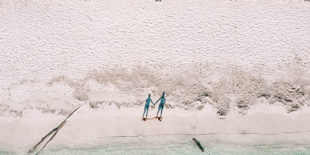 Vue aérienne plage hôtel Moby Dick